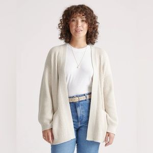 100% Organic Cotton Oversized Cardigan, Speckled Beige, Size Small, NEVER WORN!